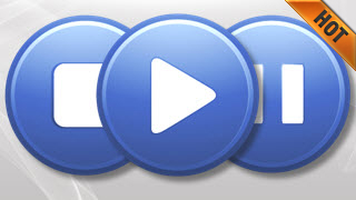 Media Player Buttons Suave Blue