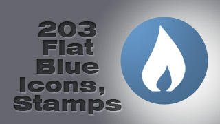 Flat Blue 128 px Icon Stamps Collection