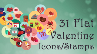 Flat Valentine Icons/Stamps