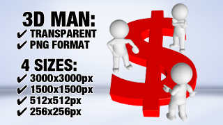 Man with Dollar Sign 2 3D