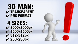 Man with Exclamation mark 4 3D