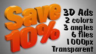3D Advertising Graphic – Save 10 Percent