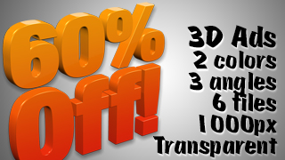 3D Advertising Graphic – 60 Percent Off
