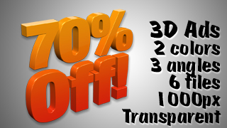 3D Advertising Graphic – 70 Percent Off