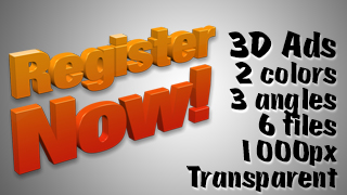 3D Advertising Graphic – Register Now