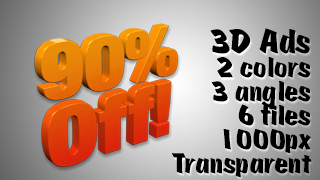 3D Advertising Graphic – 90 Percent Off