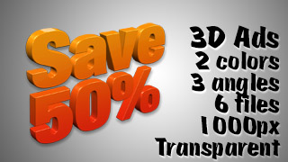 3D Advertising Graphic – Save 50 Percent