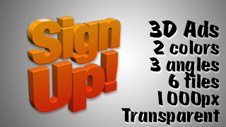 3D Advertising Graphic – Sign Up