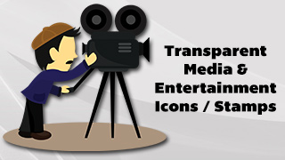 Transparent Media and Entertainment Icons, Stamps