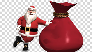 3D Santa with Sack Transparent Background