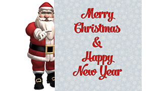 3D Santa with Sign Merry Christmas Greeting