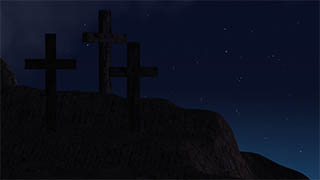 3 Crosses on Hill Illustrated Background
