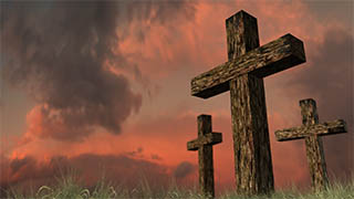 3 Crosses Red Sky Illustrated Background