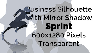 Sprinting Business Woman Silhouette Mirror Transparent