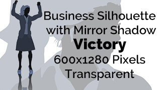 Business Woman Victory Gesture Silhouette Mirror Transparent