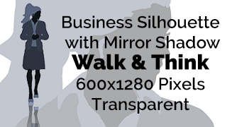 Business Woman Walking Thinking Silhouette Mirror Transparent