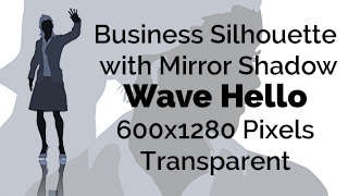Business Woman Waving Hello Silhouette Mirror Transparent
