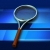 Tennis Racket Spin on Blue Background