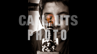 Student Looking Into Microscope Black and White