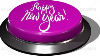 3D Render of big juicy button: Happy New Year Purple