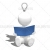 3D Guy Sitting Reading Book on Floor Get Lightbulb Idea on White Background