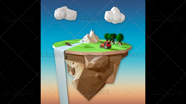 Farm Concept 07 Polygon Styled Presentation Image – Floating Cliff Square