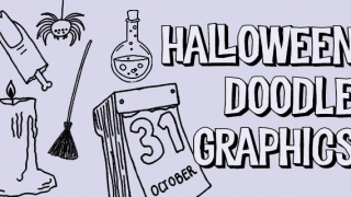 Halloween Scary Doodle Graphics BW