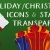 Holiday Christmas Icon Stamps Collection Flat Transparent