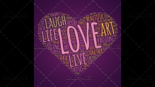Love Wordart Poster Square on Purple Background