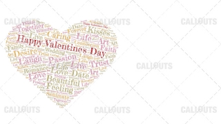Happy Valentine’s Day Poster Horizontal on White Background