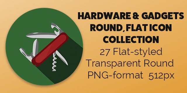 Hardware and Gadgets Round Flat Icons