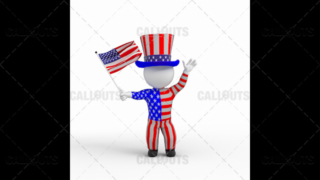 3D Guy Celebrating US Holiday  4th of July Wearing US Flag Clothes
