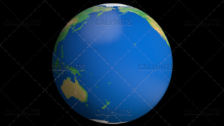 Flat Styled Planet Earth Globe Showing Pacific Ocean