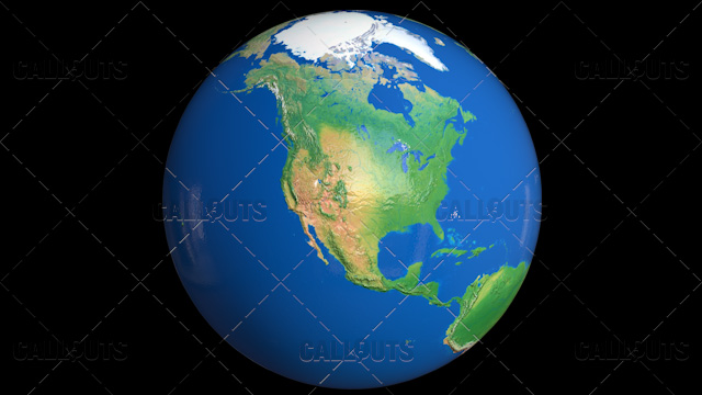 Shiny Styled Planet Earth Globe Showing North America