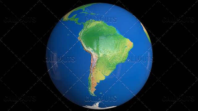 Shiny Styled Planet Earth Globe Showing South America