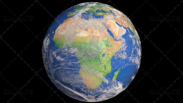 Planet Earth Globe with Clouds Showing Africa