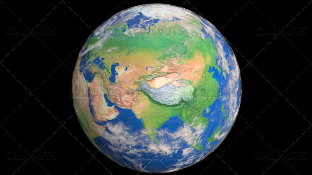 Planet Earth Globe with Clouds Showing Asia