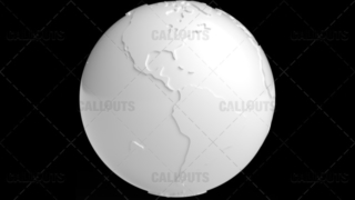 Stylized White Planet Earth Globe Showing Americas