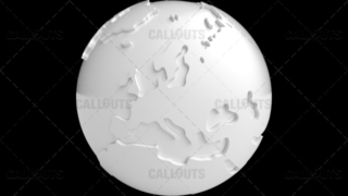 Stylized White Planet Earth Globe Showing Europe