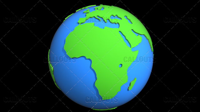 Stylized Two-Colored Flat Planet Earth Showing Africa