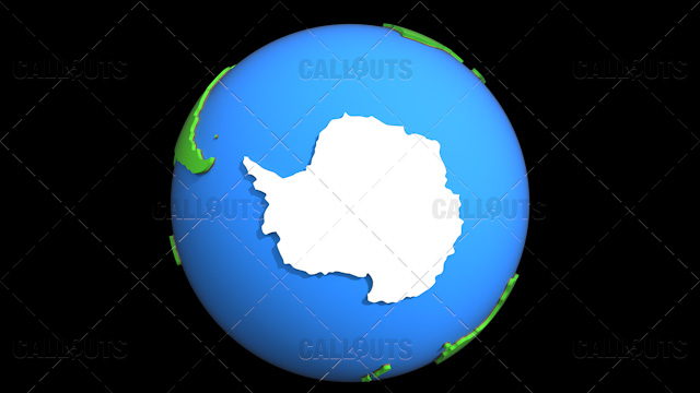 Stylized Two-Colored Flat Planet Earth Showing Antarctica