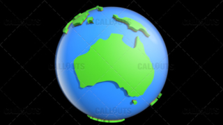 Stylized Two-Colored Glossy Planet Earth Showing Australia