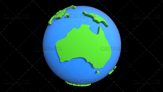 Stylized Two-Colored Flat Planet Earth Showing Australia