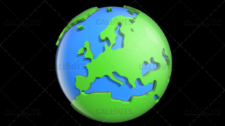 Stylized Two-Colored Glossy Planet Earth Showing Europe