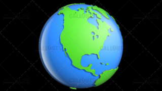 Stylized Two-Colored Glossy Planet Earth Showing North America