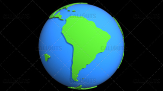 Stylized Two-Colored Flat Planet Earth Showing South America