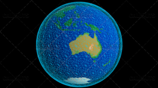 Stylized Planet Earth Globe Showing Australia with Wireframe
