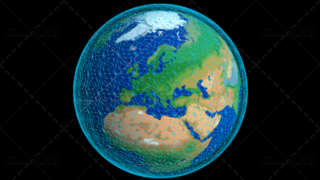 Stylized Planet Earth Globe Showing Europe with Wireframe