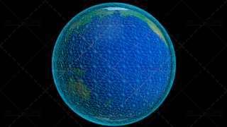 Stylized Planet Earth Globe Showing Pacific Ocean with Wireframe