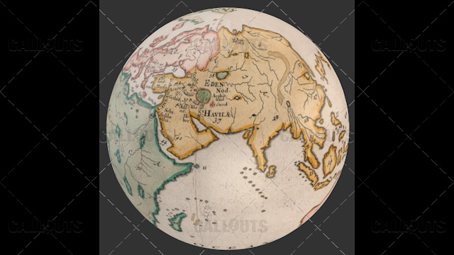 Old World Map Planet Earth Globe Showing Asia